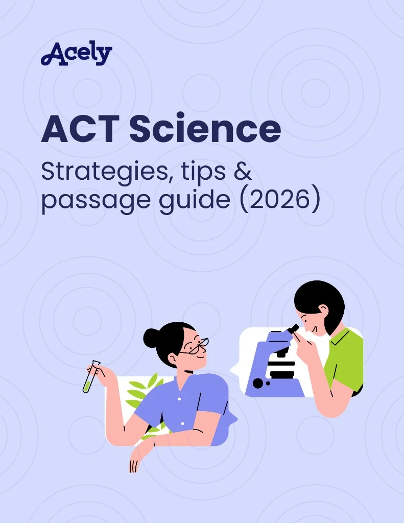 Illustration of two students in a lab using a microscope and a test tube for ACT Science prep — Incublia