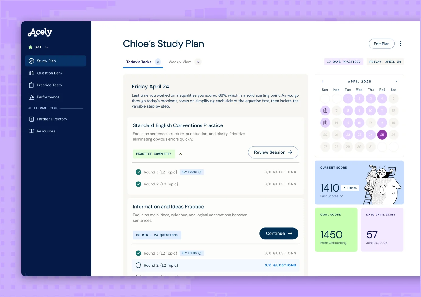 Digital SAT structure: 98 questions, 2 hr 14 min total; Reading & Writing Module 1 and 2 (64 min); 10 minute break; Math Module 1 and 2 (70 min)